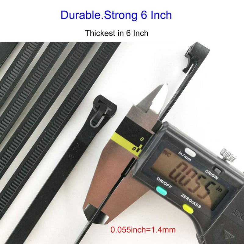 HS رباطات كابل قابلة للإفراج بطول 6 بوصات قابلة للتعديل (عبوة 100) رباطات سلكية ثقيلة الوزن بقدرة 50 رطل قابلة لإعادة الاستخدام صغيرة للحاسوب، السلك، باللون الأسود - Image 3